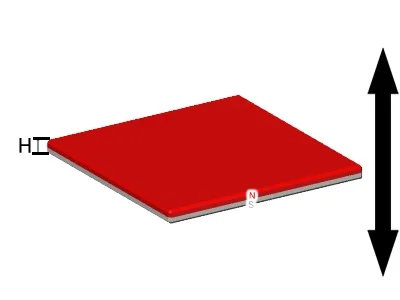 フェライト磁石、角型、100x100x4(mm)、4mm方向
