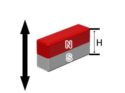 ネオジム磁石(N40H)、角型、10x3x5(mm)、5mm方向