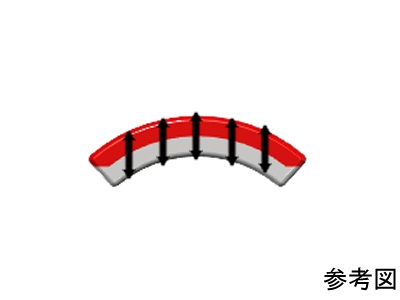 ネオジム磁石(N35SH)、C型、R8xr6x20(85°)(mm)、外径N内径S