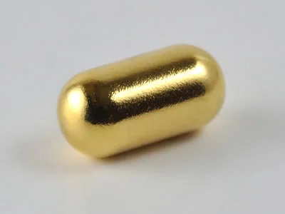 ネオジム磁石(N35)、カプセル型、Φ5x10(mm)、金メッキ、径方向
